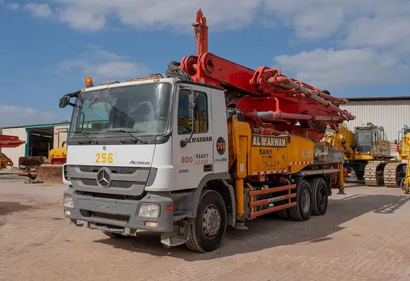 2011 Sany Concrete Pump with Actros 33 Truck Mercedes Front Left View