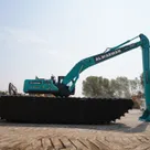 Kobelco SK380 Amphibious Long Boom Excavator right side view